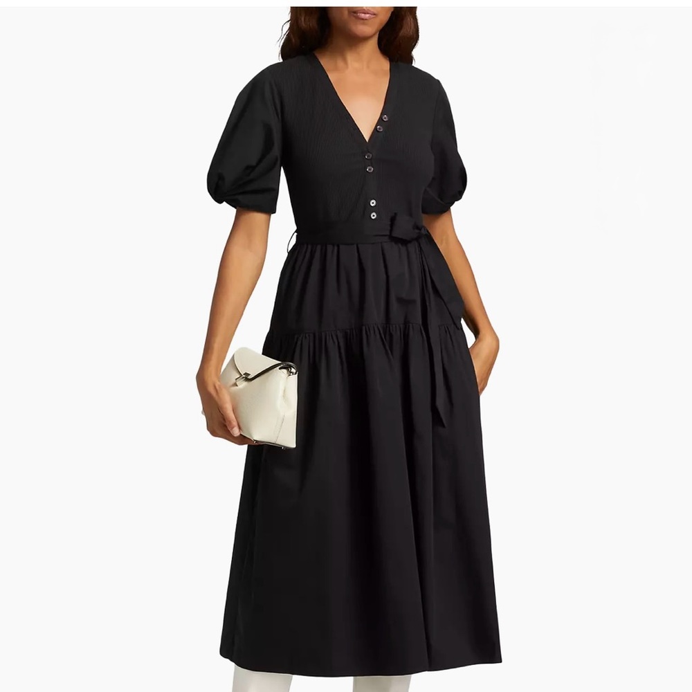 Derek Lam 10 Crosby Natalia Black Cotton Midi Dress size M